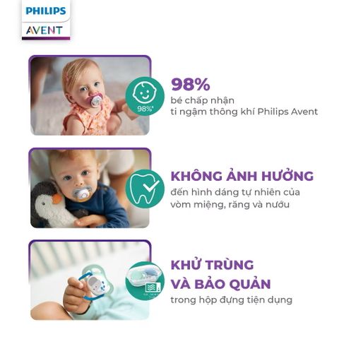 Ty Ngậm Philips Avent Hình Thú Siêu Thoáng Khí Dành Cho Bé 0-6 Tháng - Bộ 2 Chiếc