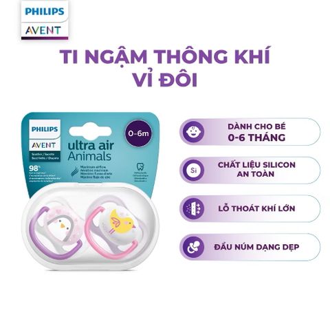 Ty Ngậm Philips Avent Hình Thú Siêu Thoáng Khí Dành Cho Bé 0-6 Tháng - Bộ 2 Chiếc