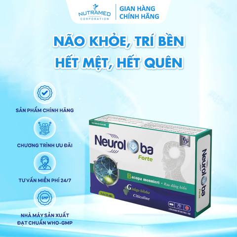 Viên uống Neuroloba Forte hỗ trợ tuần hoàn máu não & cải thiện trí nhớ - Bổ não tự nhiên 30 viên