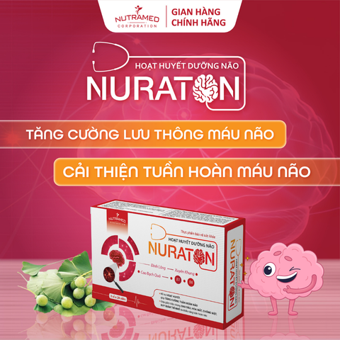Viên uống hỗ trợ hoạt huyết Nuraton - Tăng cường tuần hoàn máu não, giảm đau đầu và mất ngủ - Thực phẩm chức năng cho người lớn (60 viên)