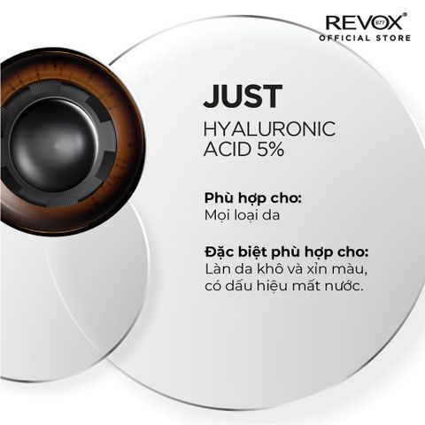 Tinh Chất Dưỡng Ẩm Revox B77 Just Hyaluronic Acid 5% Cho Da Mặt Và Cổ - Serum 30ml Giúp Da Căng Mọng, Tươi Sáng, Mịn Màng