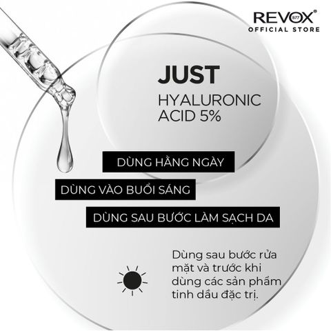 Tinh Chất Dưỡng Ẩm Revox B77 Just Hyaluronic Acid 5% Cho Da Mặt Và Cổ - Serum 30ml Giúp Da Căng Mọng, Tươi Sáng, Mịn Màng