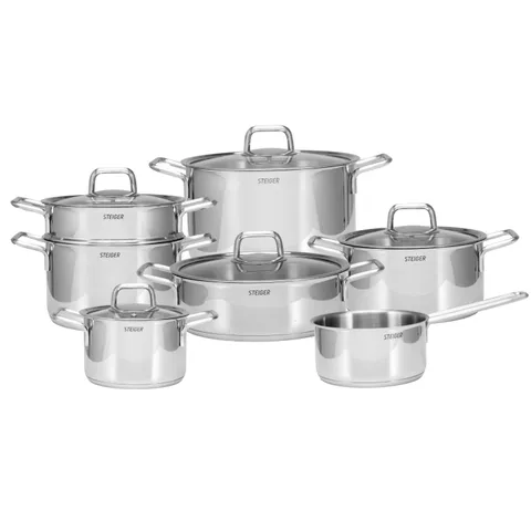 Bộ Nồi Steiger Diamond 7 Món Đa Dụng - Inox Cao Cấp, Đa Năng, Chiếc Nồi Sang Trọng Cho Mọi Gia Đình