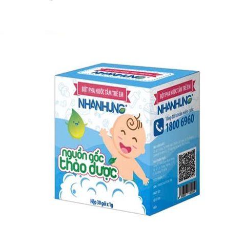 Bột Pha Nước Tắm Trẻ Em Nhân Hưng - Kháng Khuẩn, Làm Sạch Da Nhạy Cảm (1g x 30 Gói) Dành Cho Trẻ Sơ Sinh và Trẻ Nhỏ