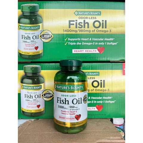 Dầu Cá Omega-3 Nature’s Bounty 1400mg - 130 Viên Hỗ Trợ Sức Khỏe Tim Mạch & Cải Thiện Thị Lực - Sản Phẩm Từ Mỹ