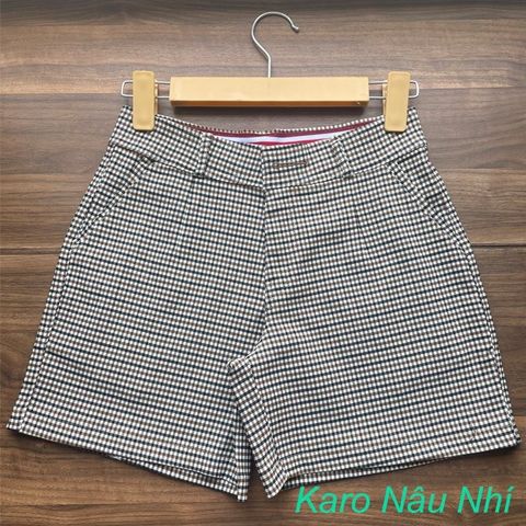 Quần Short Nữ Kaki Cotton Co Giãn Họa Tiết Karo - Thời Trang Nữ Thanh Lịch Cho Mọi Cô Gái