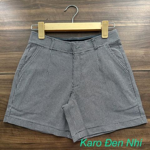 Quần Short Nữ Kaki Cotton Co Giãn Họa Tiết Karo - Thời Trang Nữ Thanh Lịch Cho Mọi Cô Gái