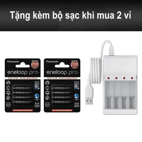 Pin Sạc Panasonic Eneloop Pro AA/AAA 1.2V Ni-MH 2550mAh/950mAh - Tái sử dụng 2100 lần, Giữ 85% năng lượng sau 1 năm