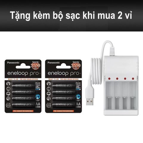 Pin Sạc Panasonic Eneloop Pro AA/AAA 1.2V Ni-MH 2550mAh/950mAh - Bộ Sạc Tiện Lợi, Tái Sử Dụng, Xuất Xứ Nhật Bản