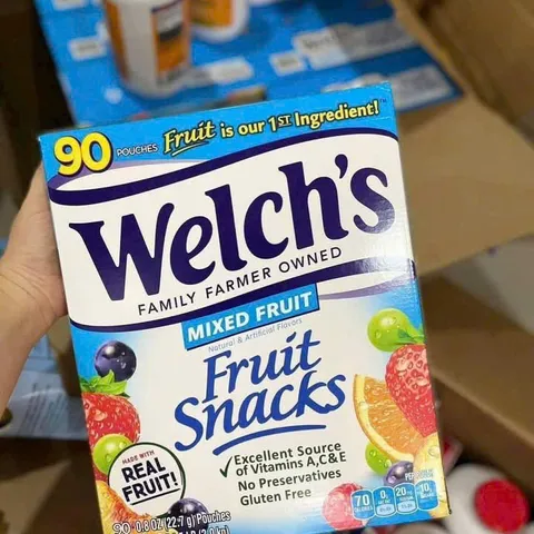 Kẹo Dẻo Trái Cây Welch's Fruit Snacks 90 Gói - Ngọt Ngào, Bổ Dưỡng, Giàu Vitamin C, Không Chất Béo, An Toàn Cho Trẻ Em