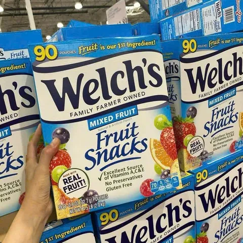 Kẹo Dẻo Trái Cây Welch's Fruit Snacks 90 Gói - Ngọt Ngào, Bổ Dưỡng, Giàu Vitamin C, Không Chất Béo, An Toàn Cho Trẻ Em