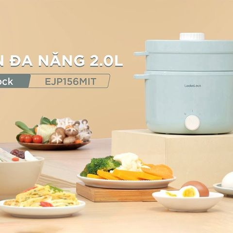 Nồi Điện Đa Năng LocknLock Electric Multi Pot 220V, 50Hz, 600W, 2.0L - Màu Mint - EJP156