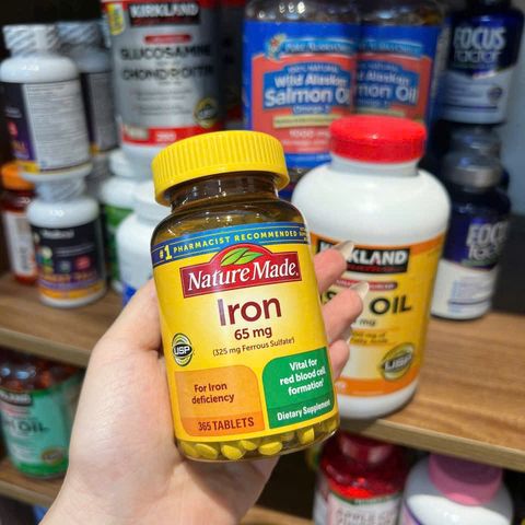 Viên Uống Bổ Sung Sắt Nature Made Iron 65mg - Bổ Máu cho Phụ Nữ Mang Thai - Hộp 365 Viên Mỹ