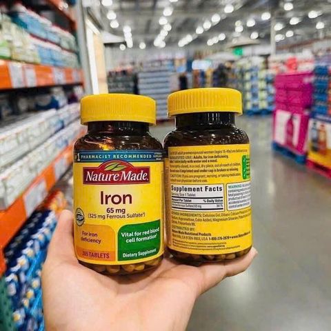Viên Uống Bổ Sung Sắt Nature Made Iron 65mg - Bổ Máu cho Phụ Nữ Mang Thai - Hộp 365 Viên Mỹ