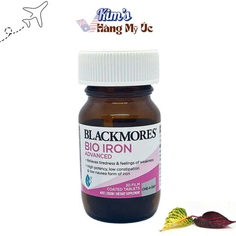 Viên Uống Bổ Sung Sắt Blackmores Bio Iron Advanced - Tăng Cường Năng Lượng, Hồng Cầu - Hỗ Trợ Người Thiếu Máu (30 Viên)