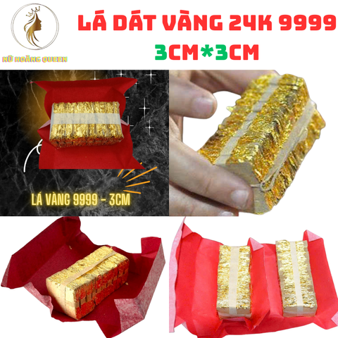 Lá vàng 24K thật 9999 trang trí nội thất - Kích thước 3cm x 3cm - Quà tặng đặc biệt cho tín đồ yêu thích đồ phong thủy