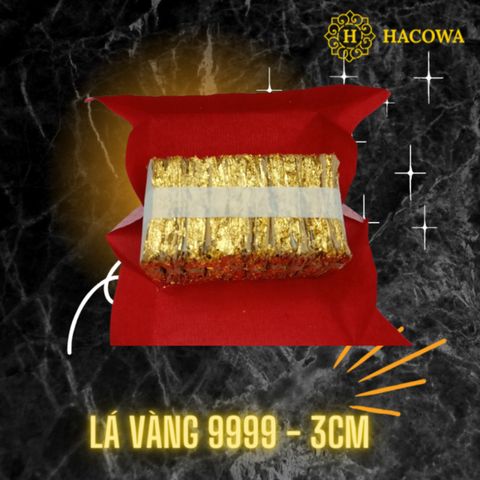 Lá vàng 24K thật 9999 trang trí nội thất - Kích thước 3cm x 3cm - Quà tặng đặc biệt cho tín đồ yêu thích đồ phong thủy