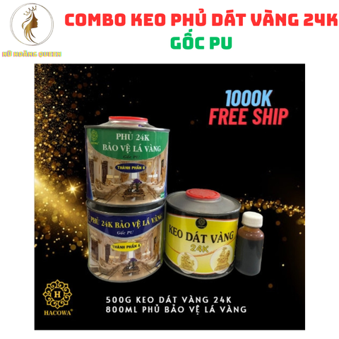 Combo Keo Phủ Dát Vàng 24K Gốc PU - Keo Dán Kim Loại, Gỗ, Nhựa Tạo Hiệu Ứng Bóng Sáng Thẩm Mỹ, Đồ Nghệ Thuật Ấn Tượng