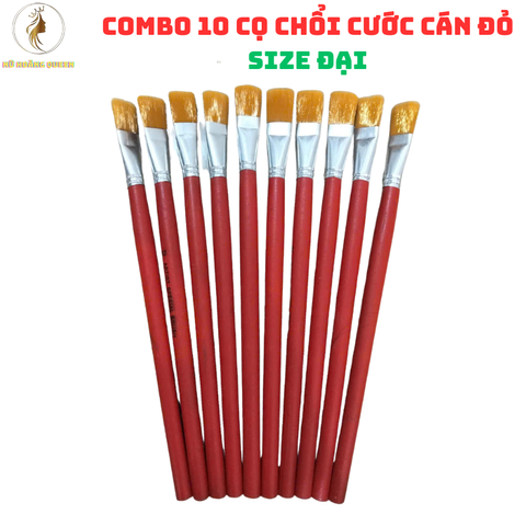 Combo 10 Cọ Chổi Cước Cán Đỏ Size Đại - Quét Keo Phủ và Vệ Sinh Tiện Lợi, Sản Phẩm Văn Phòng Phẩm Chất Lượng Cao