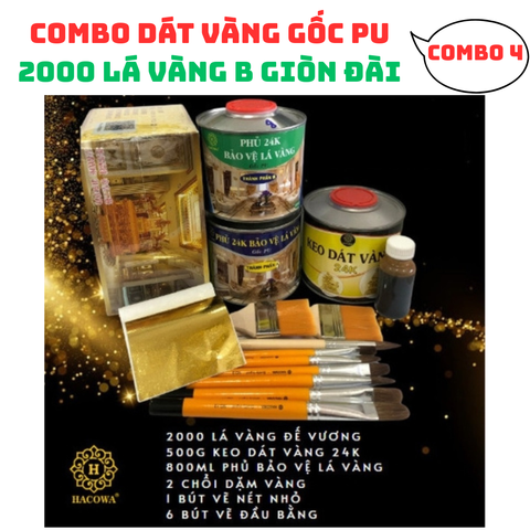 Bộ Dát Vàng 2000 Lá Vàng B Giòn Đài Đế Vương - Combo Dụng Cụ Dát Vàng Chất Lượng Cao cho Gỗ, Kim Loại, Đá, Gốm Sứ, Thủy Tinh