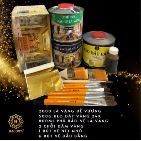 Bộ Dát Vàng 2000 Lá Vàng B Giòn Đài Đế Vương - Combo Dụng Cụ Dát Vàng Chất Lượng Cao cho Gỗ, Kim Loại, Đá, Gốm Sứ, Thủy Tinh