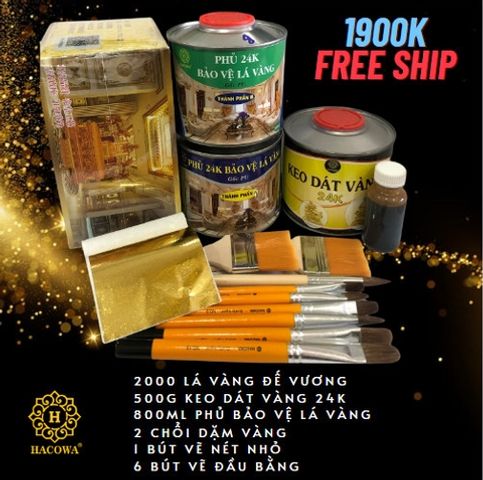 Bộ Dát Vàng 2000 Lá Vàng B Giòn Đài Đế Vương - Combo Dụng Cụ Dát Vàng Chất Lượng Cao cho Gỗ, Kim Loại, Đá, Gốm Sứ, Thủy Tinh