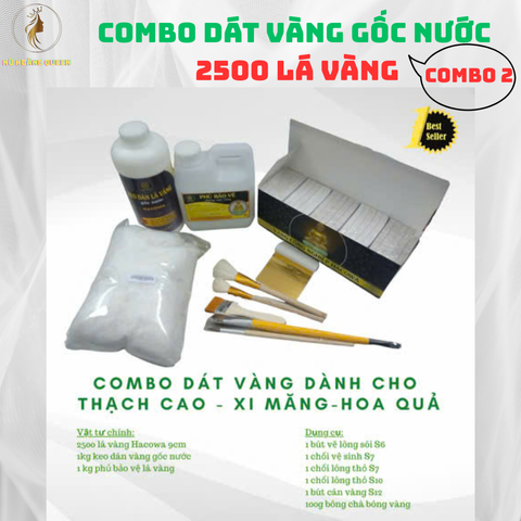 Combo Dát Vàng Gốc Nước 2500 Lá B Giòn Hacowa - Bộ Sản Phẩm Trang Trí Hoa Quả Dừa Tết, Nghệ Thuật Thủ Công Độc Đáo