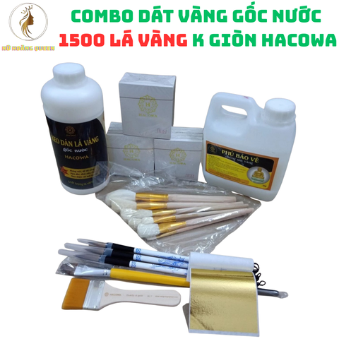 Bộ Combo Dát Vàng Gốc Nước Hacowa 1500 Lá - Dát Vàng Hoa Quả Dừa Tết, Thạch Cao, Xi Măng, Giấy Vải, Đồ Da