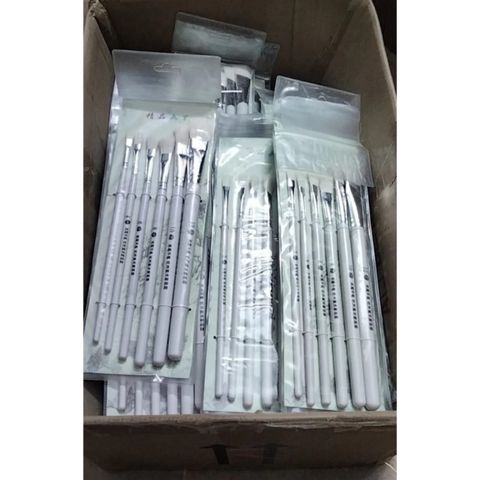 Combo 6 Chổi Cọ Vẽ Keo Đát Vàng - Đầu Lông Dê Siêu Mềm Cán Gỗ Bọc Sắt, Dụng Cụ Không Thể Thiếu Cho Họa Sĩ Thợ Nghề