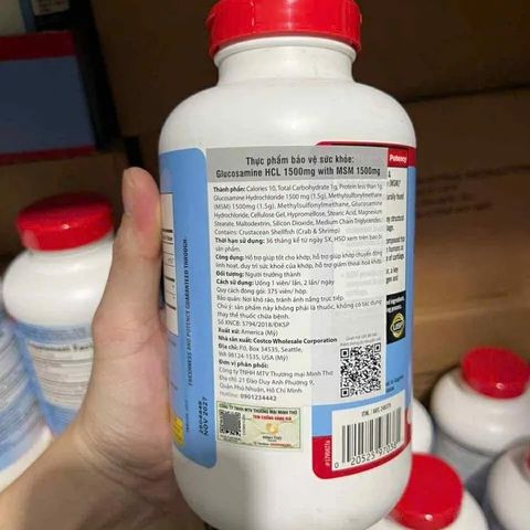 (Hàng công ty) Kirkland Glucosamine HCL 1500mg with MSM 1500mg hộp 375 viên Nắp đỏ 550 Viên