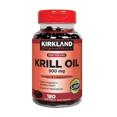 Viên uống dầu tôm Kirkland Signature Krill Oil 500mg - Hỗ trợ tim mạch và chức năng não bộ - 180 viên bổ sung omega-3 tự nhiên