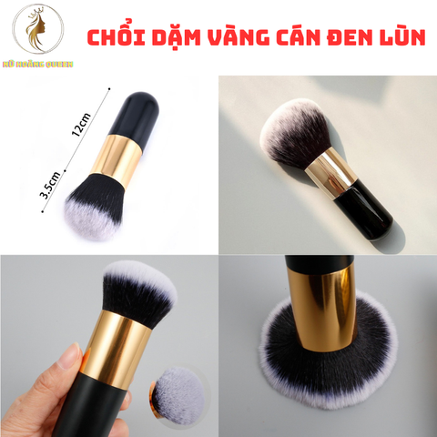Bộ 5 chổi dặm vàng cán đen lùn - Đầu chổi siêu mềm 3.5cm, tiện lợi cho văn phòng phẩm và trang trí nghệ thuật