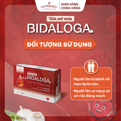 Viên uống Bidaloga hỗ trợ giảm mỡ máu, hạn chế xơ vữa động mạch (30 viên)
