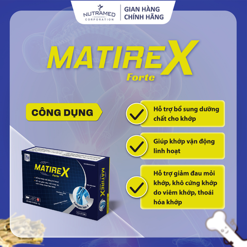 Viên uống Matirex Forte hỗ trợ giảm đau giúp tái tạo sụn khớp và xương dưới sụn (30 viên)