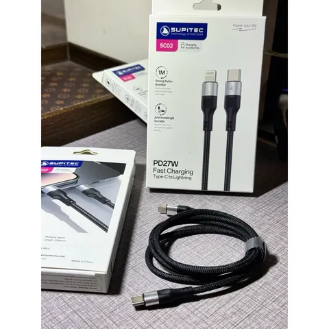 Cáp Sạc Nhanh 27W Type C to Lightning Dây Dù Bền Bỉ - Sạc Ổn Định Cho Thiết Bị Apple, Chiều Dài 1m, An Toàn Trong Suốt Quá Trình Sử Dụng