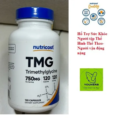 TMG 750MG - Hỗ Trợ Sức Khỏe Cơ Bắp Cho Người Tập Thể Hình - Nutricost - Tăng Sức Mạnh Và Khối Lượng Cơ Nạc