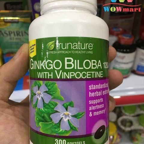 Viên uống bổ não Trunature Ginkgo Biloba với Vinpocetine 300 viên - Tăng cường trí nhớ và khả năng tập trung tự nhiên
