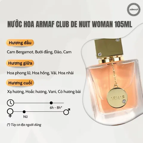 [AUTH-CHUAN] Nước hoa nữ Armaf Club De nuit Woman chai 105ml 422880