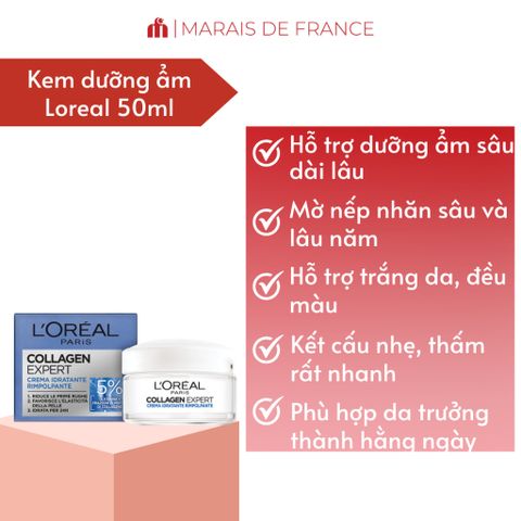Kem Dưỡng Ẩm L'Oreal Paris Collagen Expert 50ml - Hỗ Trợ Săn Chắc Da, Cấp Nước Sâu, Giảm Thâm Nám, Dành Cho Phụ Nữ Trên 25 Tuổi