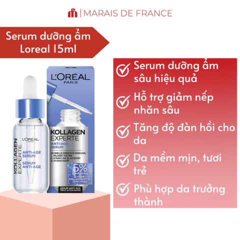 Tinh Chất Dưỡng Ẩm L'Oreal Paris Collagen Expert 30ml - Serum Hỗ Trợ Săn Chắc Da, Cải Thiện Nếp Nhăn, Dưỡng Ẩm Sâu, Phù Hợp Mọi Loại Da