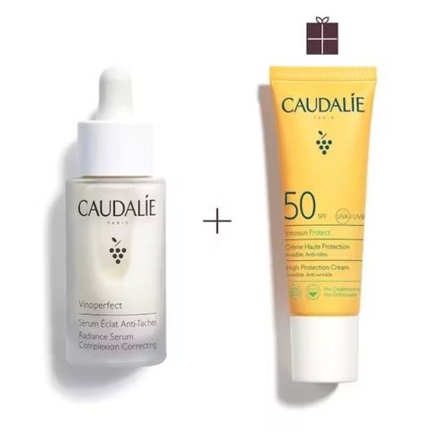 Combo Chăm Sóc Da Caudalie Vinoperfect - Serum Sáng Da + Kem Chống Nắng Bảo Vệ Da, Giúp Mờ Thâm, Làm Đều Màu Da