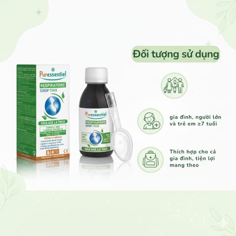 Siro Hỗ Trợ Hô Hấp Puressentiel - Làm Dịu Họng Từ Thảo Mộc và Mật Ong - 125ml, Giải Pháp Tự Nhiên Cho Gia Đình Từ 7 Tuổi