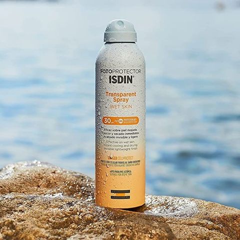 Xịt Chống Nắng ISDIN 250ml Transparent Spray Wet Skin SPF50 - Bảo Vệ Da Toàn Thân, Thẩm Thấu Nhanh, Dùng Được Khi Da Ướt