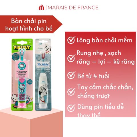 Bàn Chải Đánh Răng Cho Bé Mr White - Bàn Chải Điện Rung Nhẹ An Toàn cho Trẻ Từ 3 Tuổi, Lông Mềm Nhập Khẩu Từ Pháp