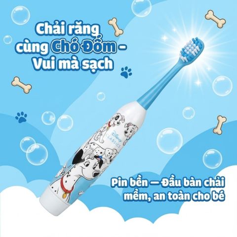 Bàn Chải Đánh Răng Cho Bé Mr White - Bàn Chải Điện Rung Nhẹ An Toàn cho Trẻ Từ 3 Tuổi, Lông Mềm Nhập Khẩu Từ Pháp