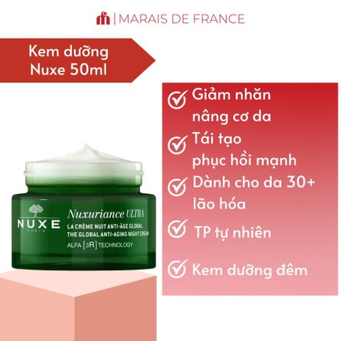 Kem Dưỡng Nuxe Nuxuriance Ultra 50ml - Hỗ Trợ Săn Chắc, Làm Mờ Nếp Nhăn, Dưỡng Ẩm Cho Da Tuổi 30+ Từ Pháp