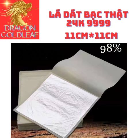 500 Lá Bạc Thật 11cm - Dùng Trang Trí Thực Phẩm, Đồ Uống An Toàn, Không Chất Độc, Thích Hợp Cho Spa