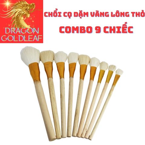 Combo 9 Chổi Cọ Lông Thỏ Chất Lượng Cao - Vẽ Keo Dát Vàng, Dụng Cụ Vệ Sinh Siêu Tiện Lợi, Không Rụng Lông
