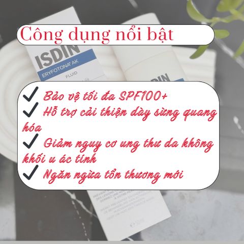Kem Chống Nắng ISDIN Eryfotona AK-NMSC Fluid SPF100+ 50ml - Bảo Vệ Da Tổn Thương, Hỗ Trợ Phục Hồi Da Nhạy Cảm, Dạng Lỏng Nhẹ