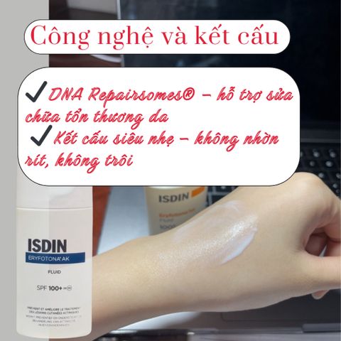 Kem Chống Nắng ISDIN Eryfotona AK-NMSC Fluid SPF100+ 50ml - Bảo Vệ Da Tổn Thương, Hỗ Trợ Phục Hồi Da Nhạy Cảm, Dạng Lỏng Nhẹ